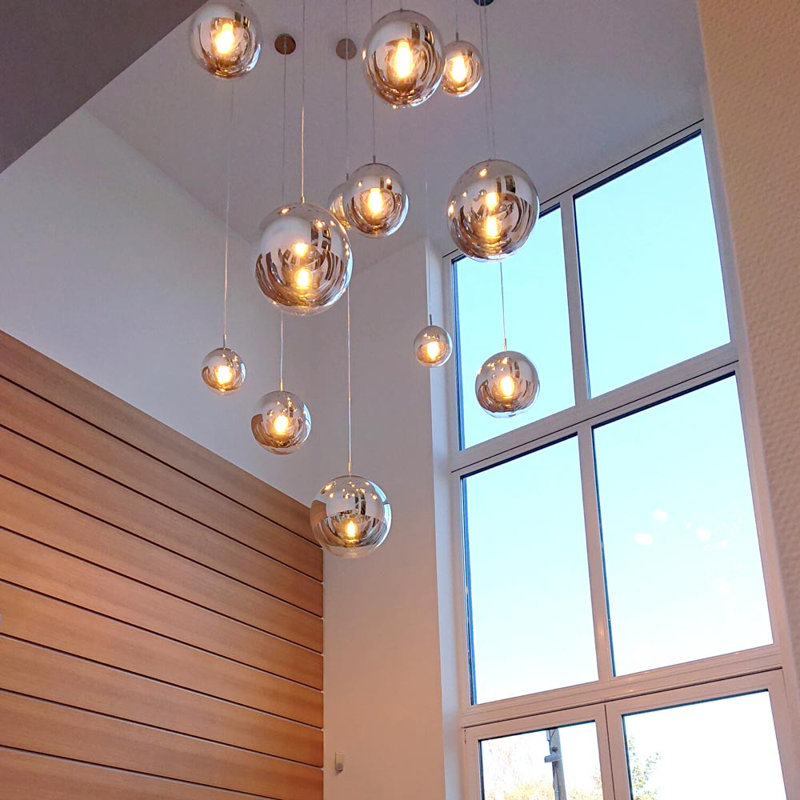 Mirror ball gallery light Fairy 5M suspension 1 1, 500cm H x 50cm W x 50cm D, Gold
