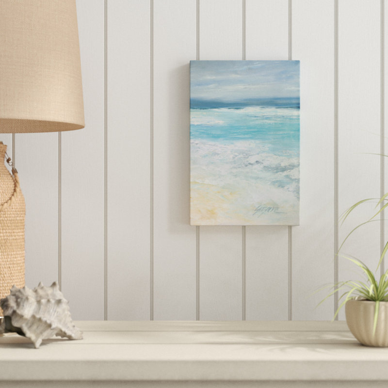 «Storm at Sea II», peinture sur toile, H 12 po x l 8 po, Toile avec cadre argenté, Non