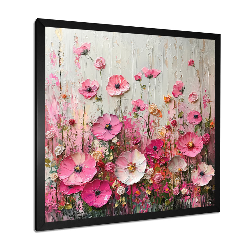 Rose pastel, rêve de fleurs sauvages - Art mural fleurs sauvages, H 36 po x l 36 po, Reproduction encadrée d'une seule photo