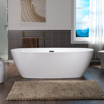 71" X 31.5" Freestanding Soaking Double Ended Acrylic Bathtub,Non Slip Design