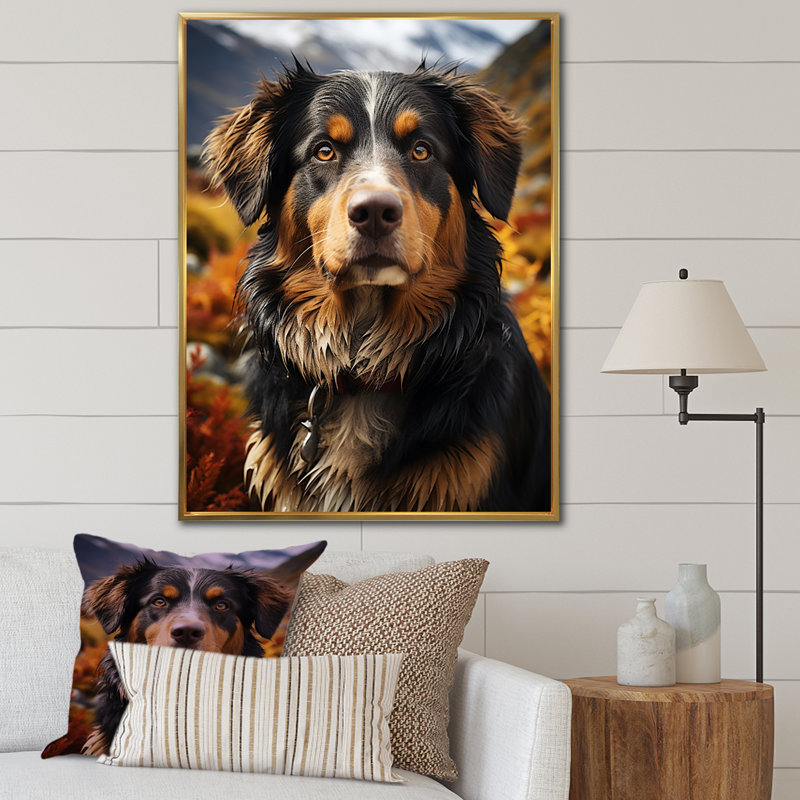 Bernese Mountain Majesty III, Cadre flottant doré, H 20 po x l 12 po x P 1 po