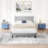 Base de lit tapissier grand format avec tête de lit moderne en lin, aucun sommier requis, support à lattes de bois, assemblage facile, ressort gris, couleur, capacité de charge de 600 lb