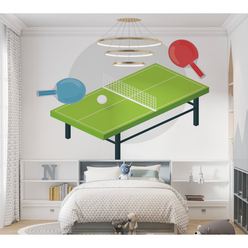 Murale pelez et collez de qualité supérieure - Illustration de tennis de table, L 210 po x L 144 po