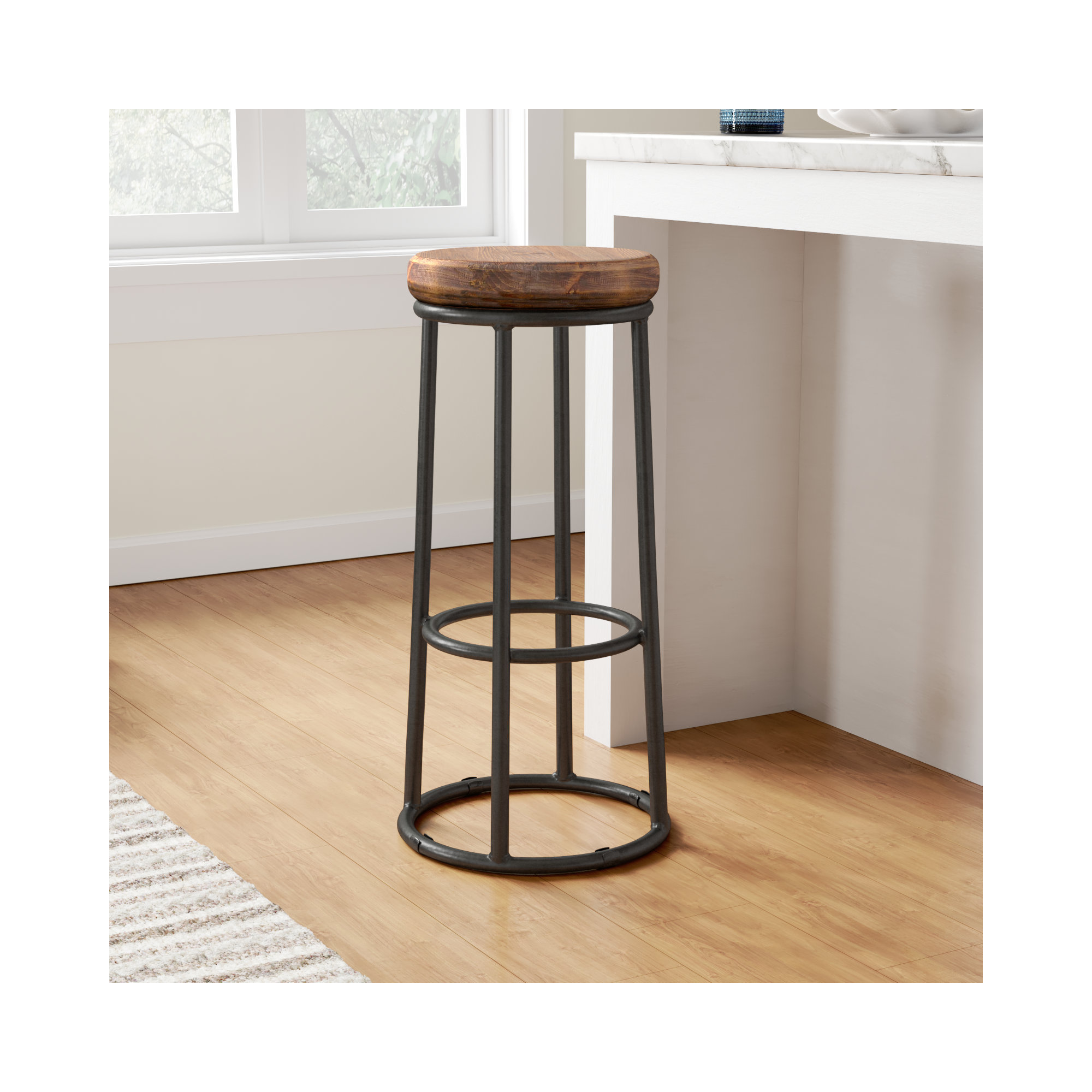 Caress Solid Wood Stool, Brown, Bar Stool (30" Seat Height)