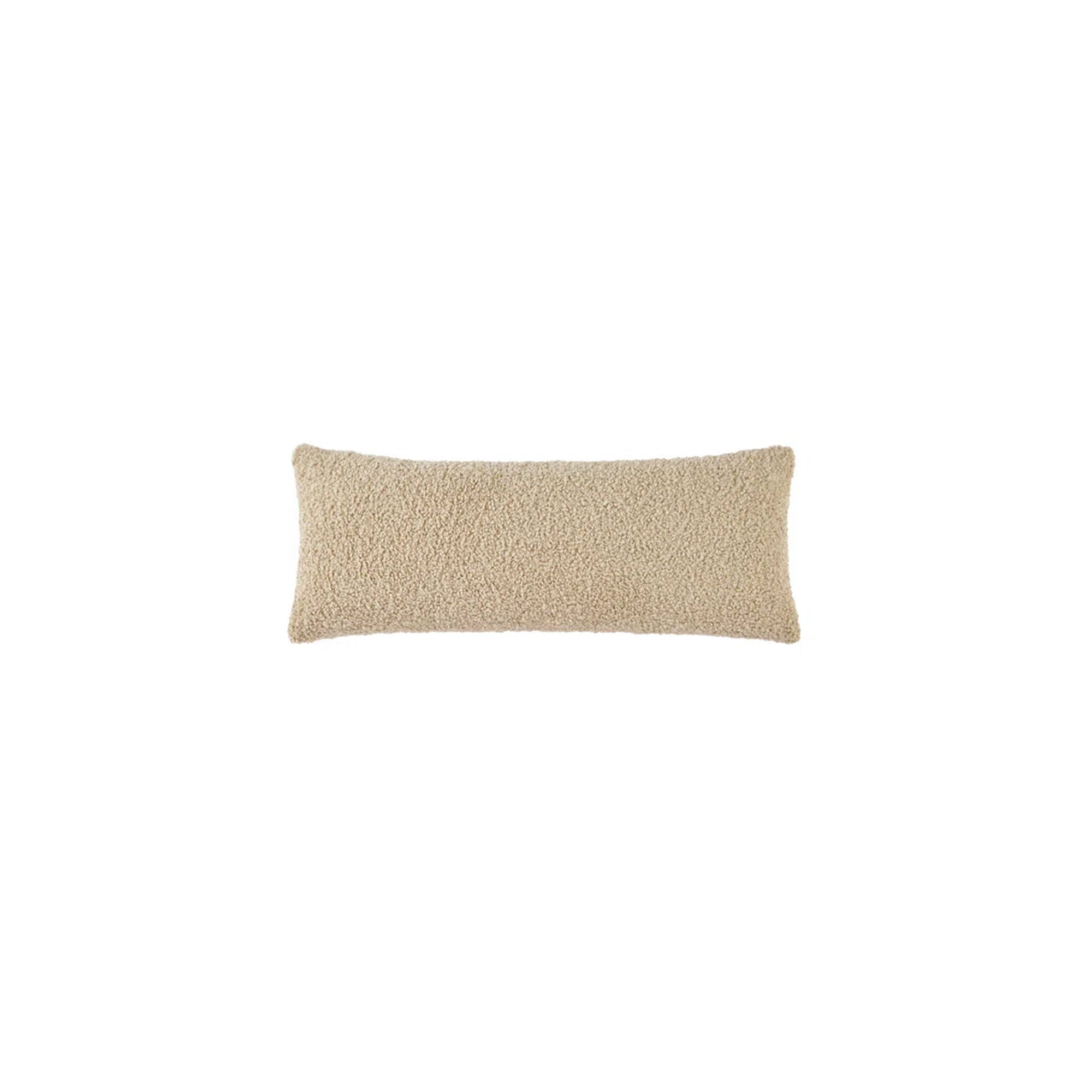 Teddy Soft Plush Textured Boucle Cozy Fluffy Classic Chic Modern Rustic Decorative Pillow, 14"H x 36"W, Cream
