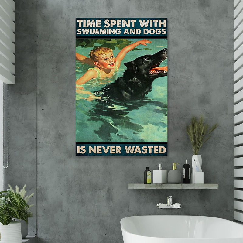Impression sur toile «Time Spent With Natation And Dog Is Never Wast» de Zebrowski, L 24 po x H 36 po