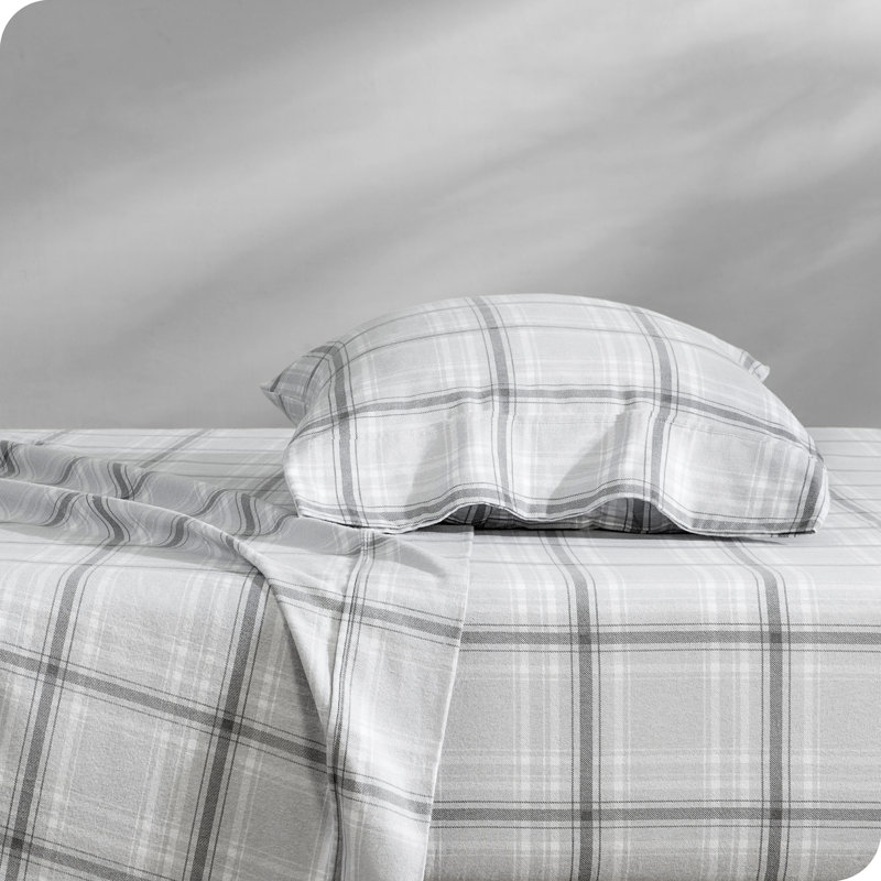 Ensemble de literie en flanelle 100 % coton, Ensemble de draps pour lit simple avec 1 taie d'or