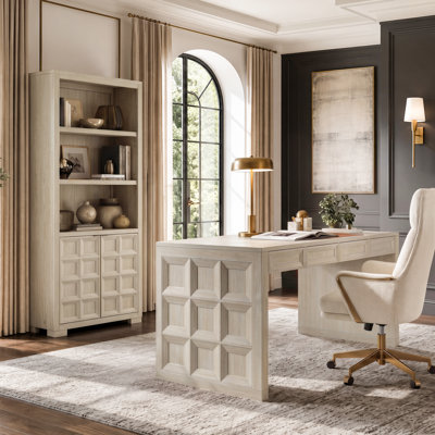 Ensemble de bureau 2 pièces avec bureau d'écriture et bibliothèque Goggans