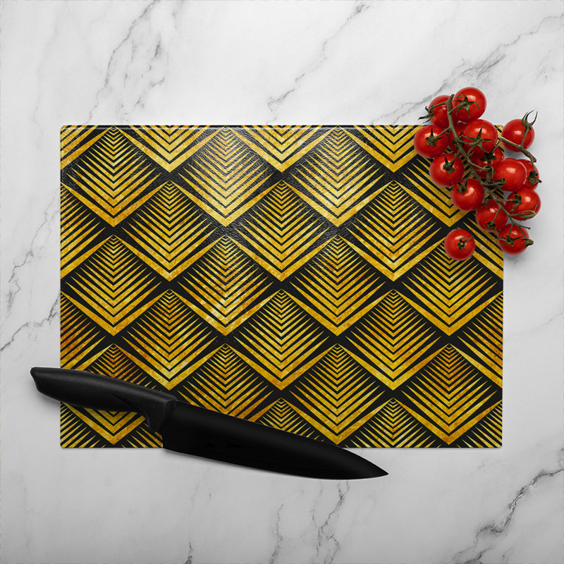 Geometric Flower Pattern Glass Chopping Board