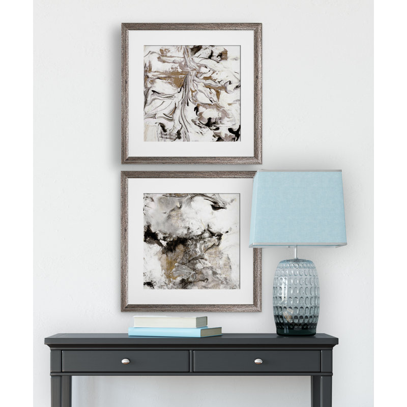 « marble onyx », ensemble de 2 reproductions encadrées, Cadre brun