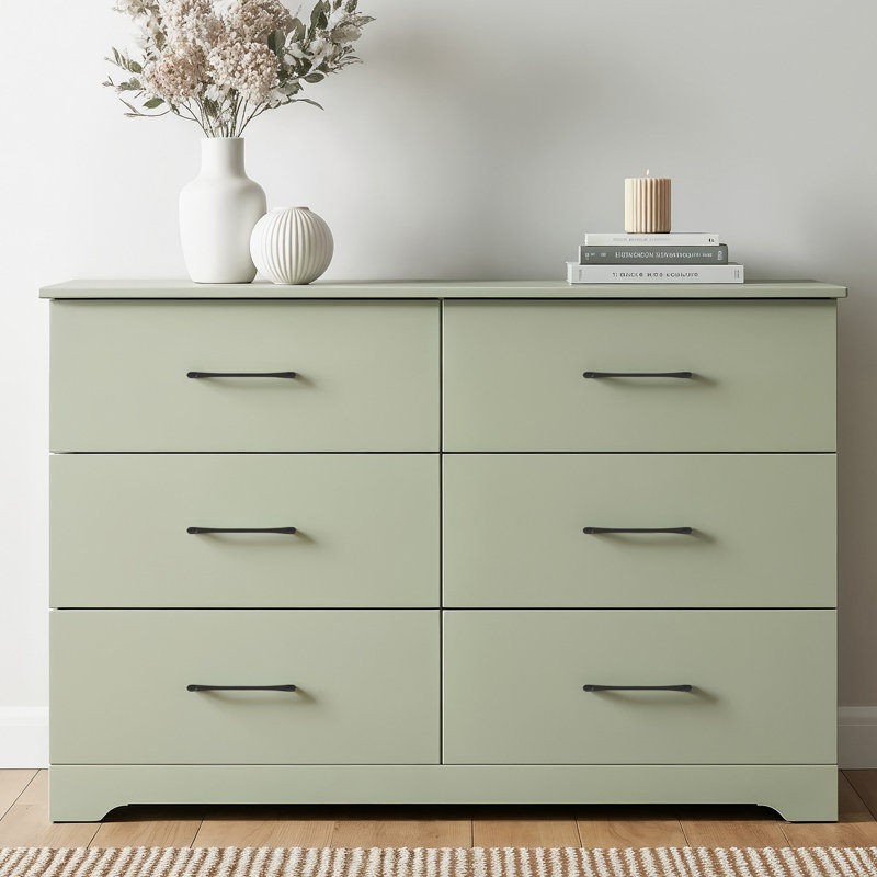 Arkia 47" W 6-Drawer Manufactured Wood Dresser, Green