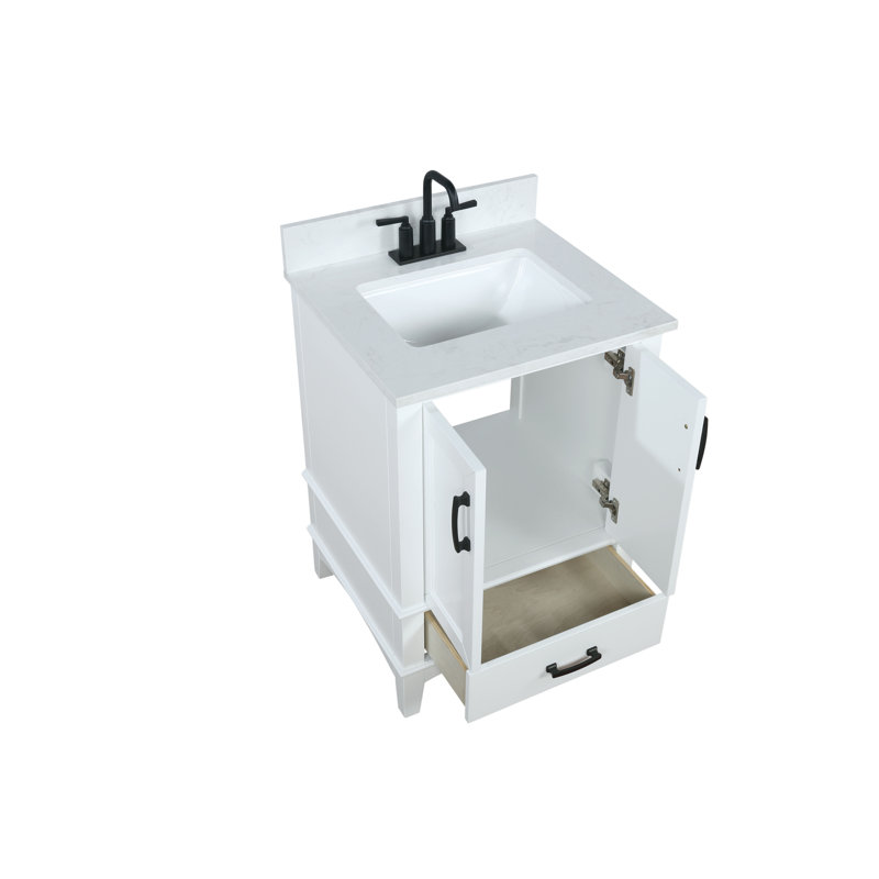 Aleeshia 24'' Single Bathroom Vanity with Engineered Stone Top