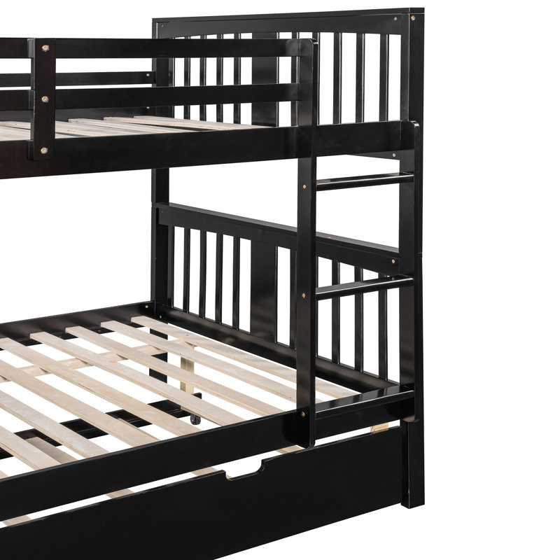 Full Over Bunk Bed In , Featuring Twin Trundle, Frame, - Length Guardrail, Suitable For All Home Styles