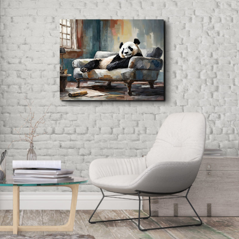 «Panda Couch» sur toile, H 26 po x l 32 po