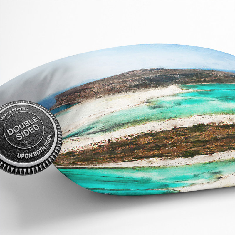 Balos Beech in Crete Greece Painting Scatter Cushion, 40cm H x 40cm W x 15cm D