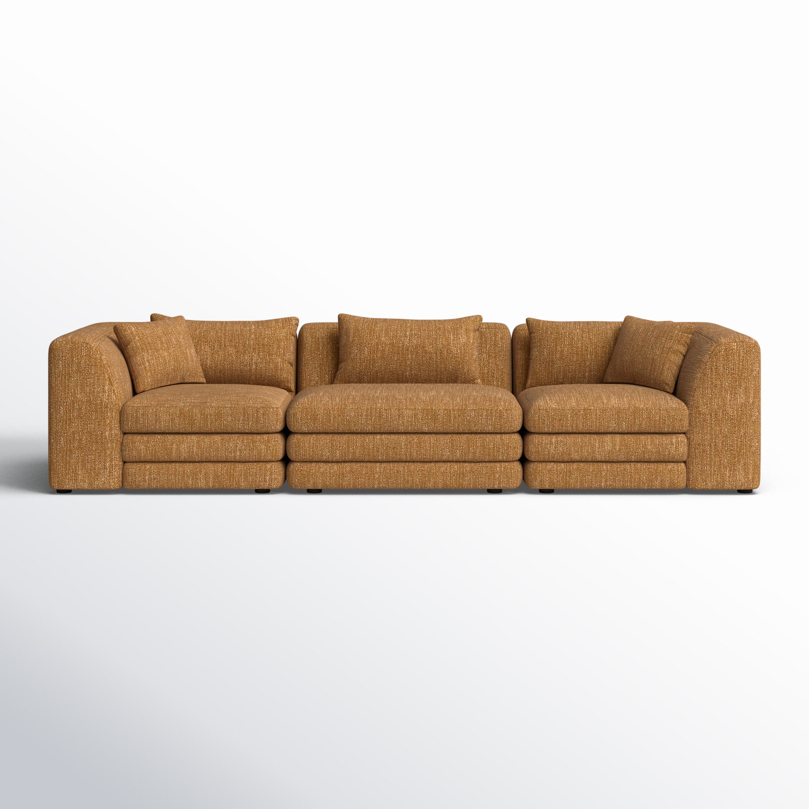 Donia Modular Upholstered Reversible Sectional, Amber Glow Mustard Tweed