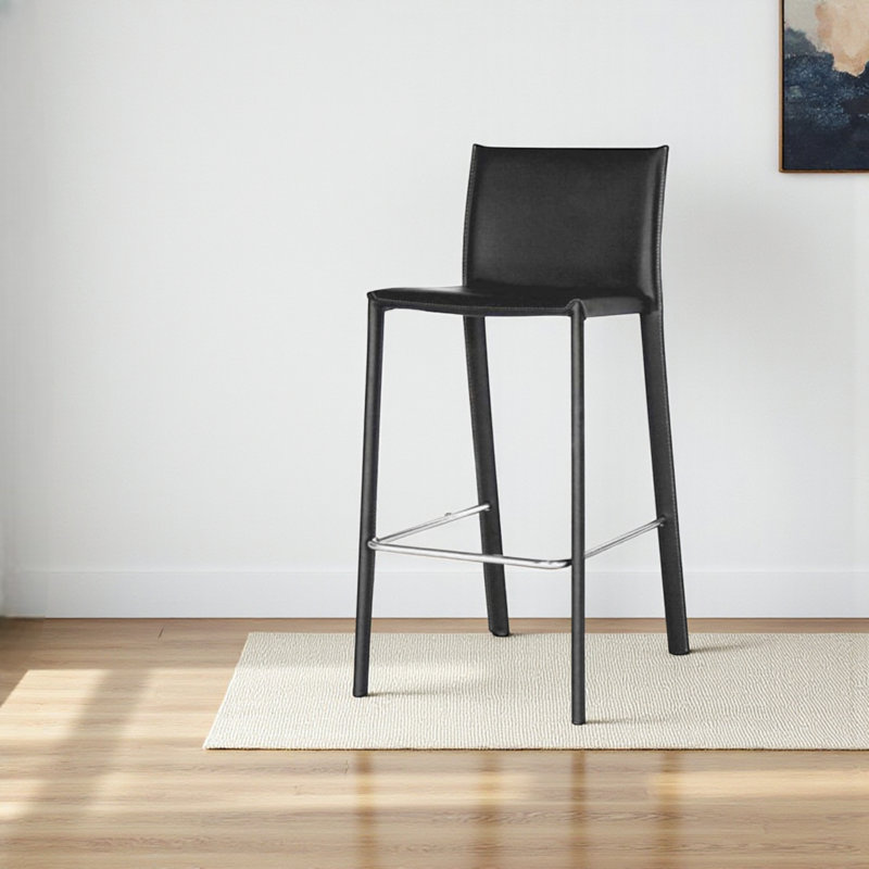 Tabouret de comptoir Athenian avec structure en métal, H 35,43 po x l 17,32 po x P 22,44 po, Marine