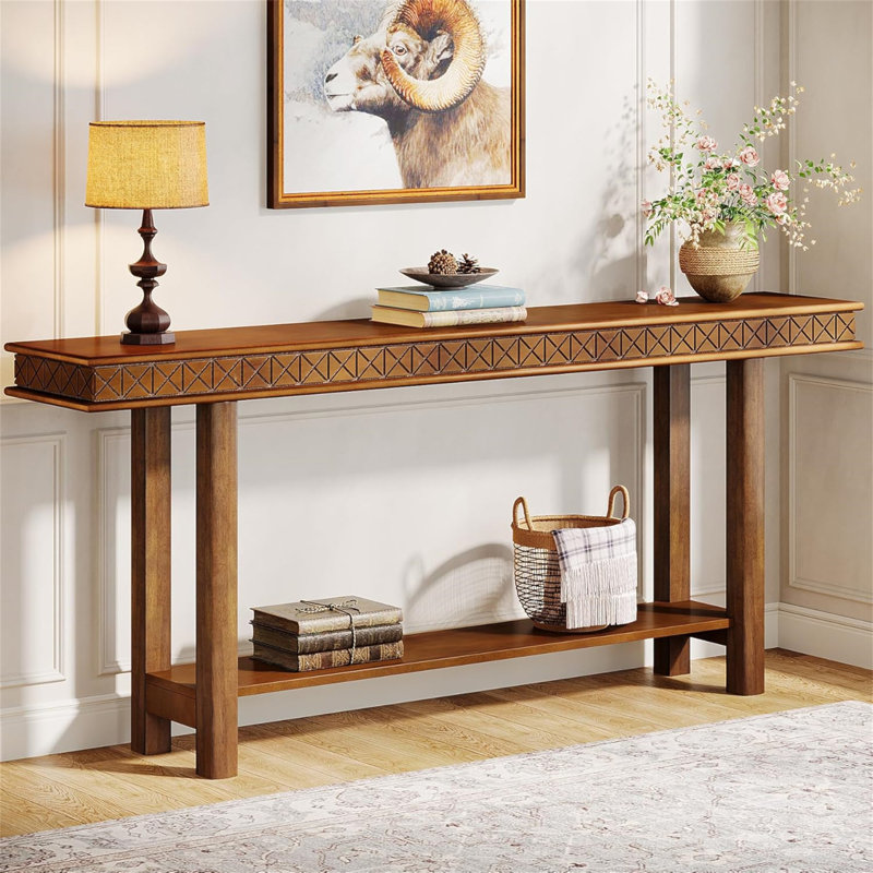 Console 70,9 po de style campagne moderne avec structure en métal robuste, mobilier haut de gamme haut de gamme