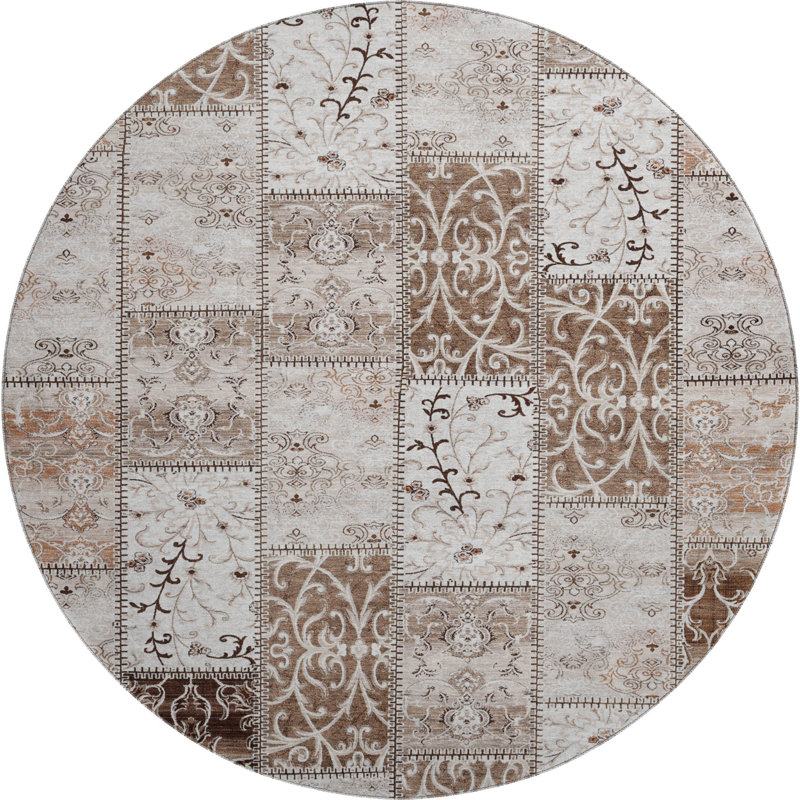  Tapis Cerrito AMF566 lavable à la machine de qualité supérieure, Rond 8 pi