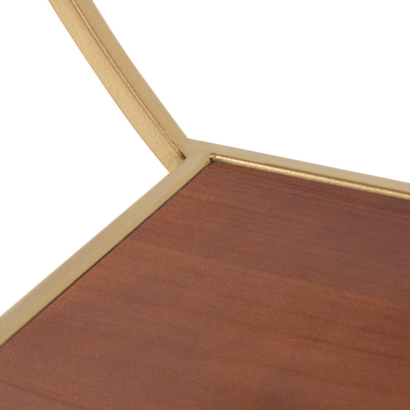 Calib 2 Piece Accent Shelf, Walnut Brown/Gold
