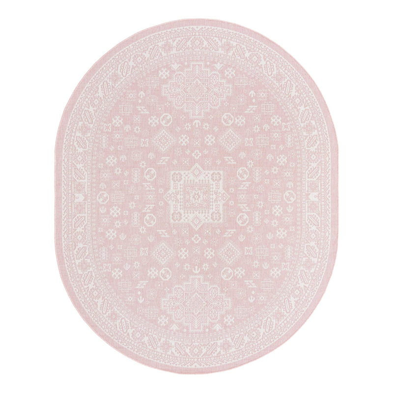 Tapis rose d'intérieur / extérieur Danera, Ovale 7 pi 10 po x 10 pi