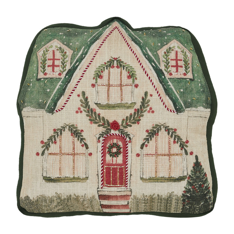Coussin de Noël avec perles 14 x 14