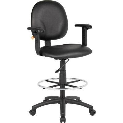 Backed Adjustable Height Ergonomic Lab Stool with Footring Wheels