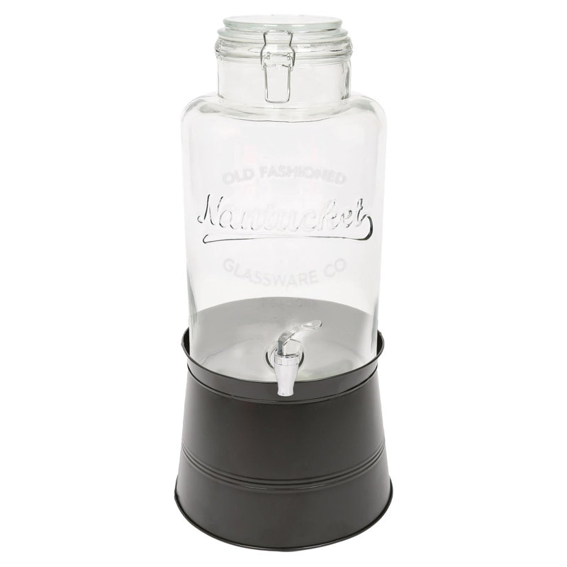 Rink Drink Glass Drinks Dispenser with Tap & Bucket Stand, Black, 6.5L