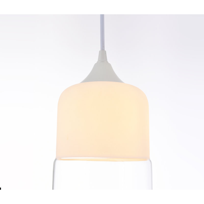 Luminaire suspendu en verre 1 lumière Clogh, Blanc mat