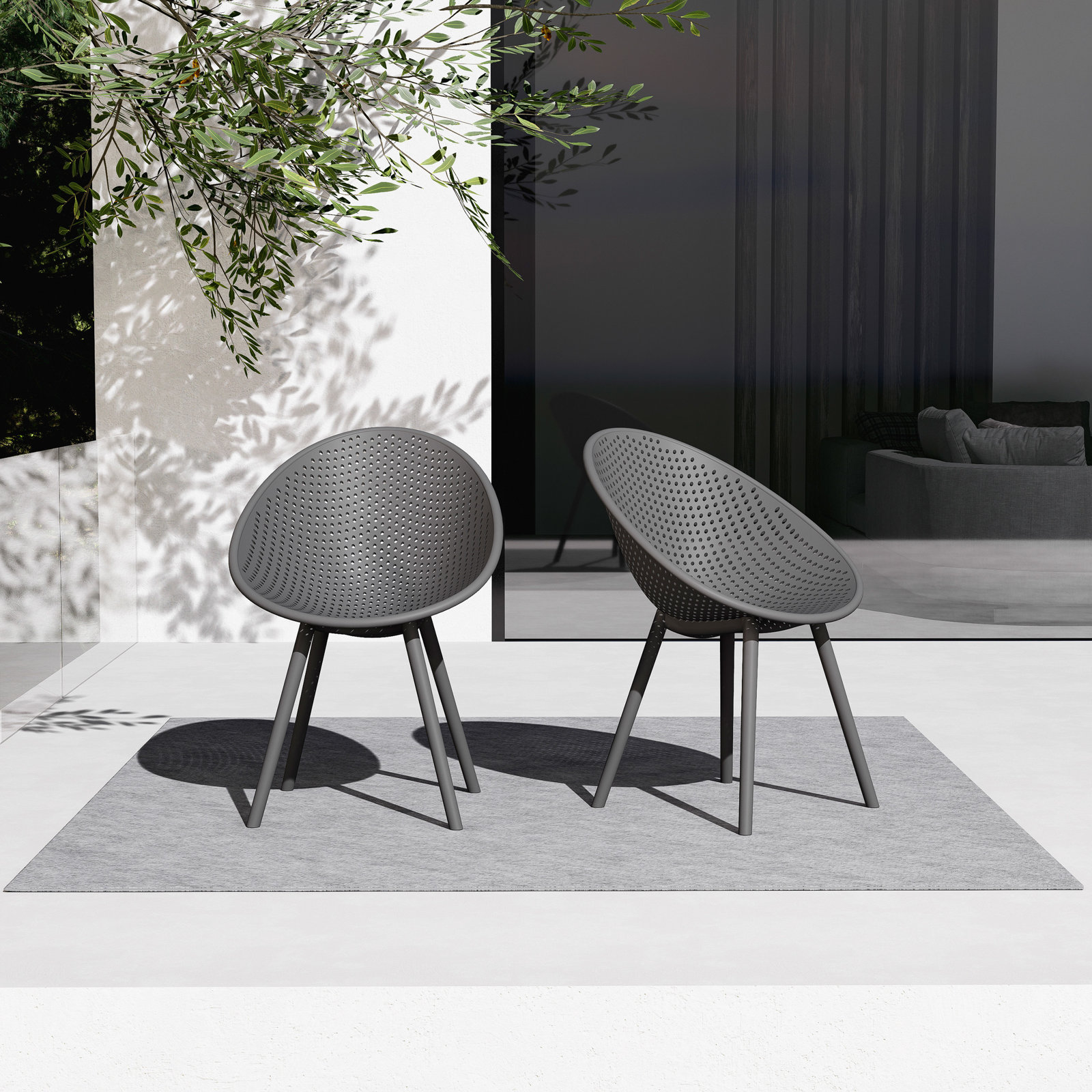 Norna Patio Side Chair, Gray