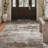 Aura Modern Abstract Machine Washable Distressed Grey / Yellow Indoor Area Rug with Non-Slip Backing-511136217