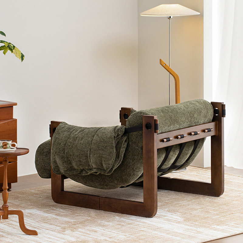 Chaise longue d'appoint en bois de frêne, Vert