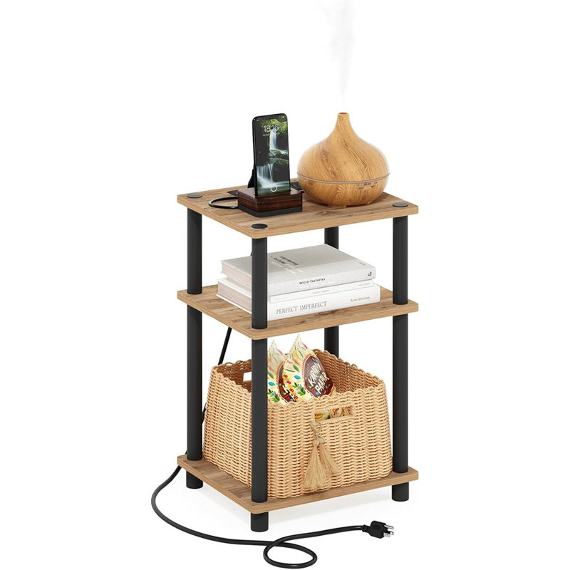 Table de bout avec port de charge USB à 3 niveaux Just-Turn Turn-N-Tube