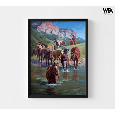 Rivière traversée avec des chevaux