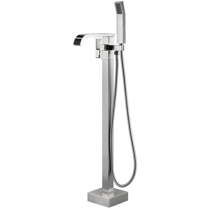 Floor Mount Freestanding Tub Faucet, Brushed Nickel