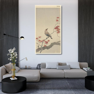 "Japanese Waxwing on Maple" by  Ohara Koson - Gallery Wrap Canvas Wall Art