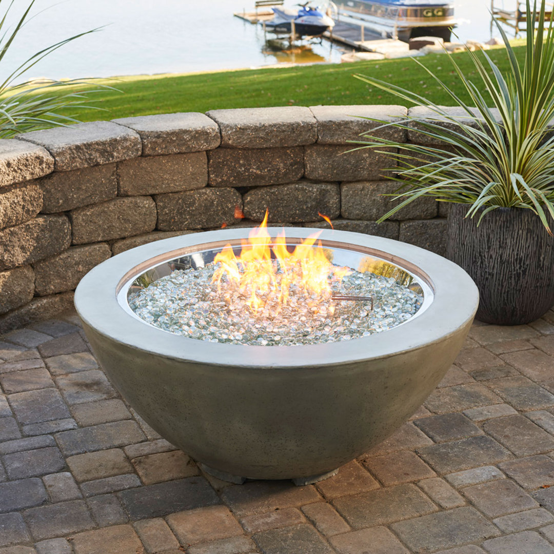 Cove Concrete Outdoor Gas Fire Pit with Lid The Outdoor GreatRoom Company 