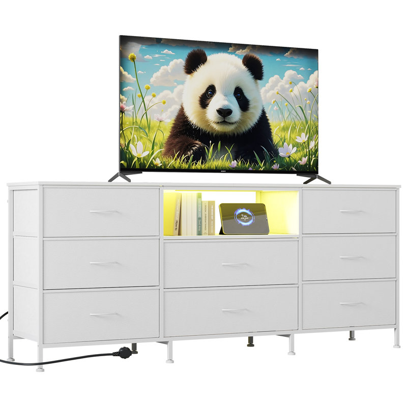 Metal 159.99cm W 8 - Drawer Chest of Drawers, White