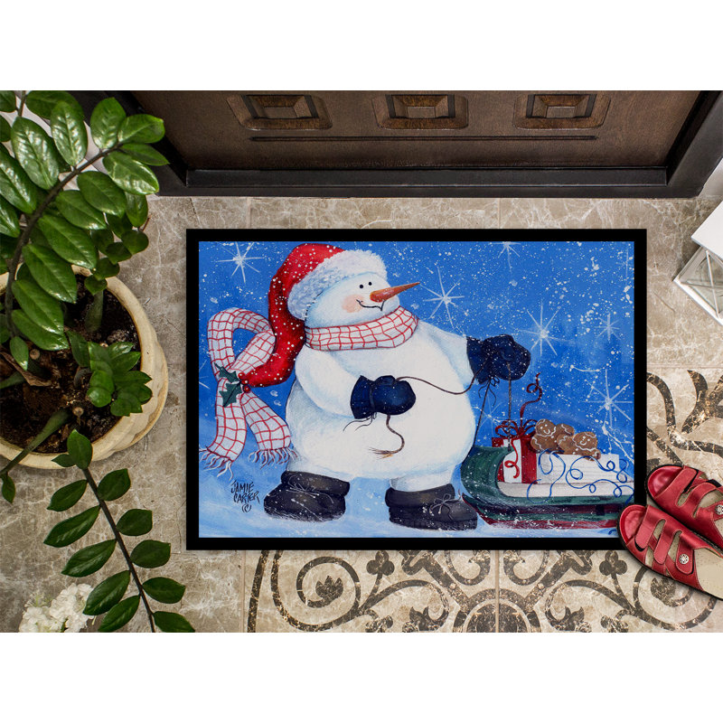 Charmine Non-Slip Christmas Outdoor Doormat, Rectangle 2' x 3'