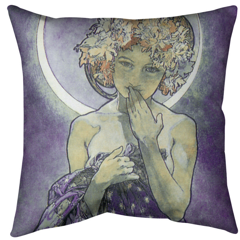 Coussin de sol Alphonse Mucha, 28 po x 28 po, Violet