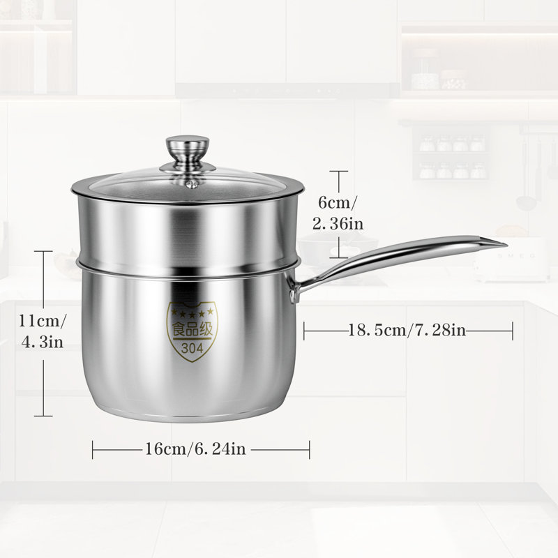 Cookware11 Stainless Steel Saucepan with Steamer Basket