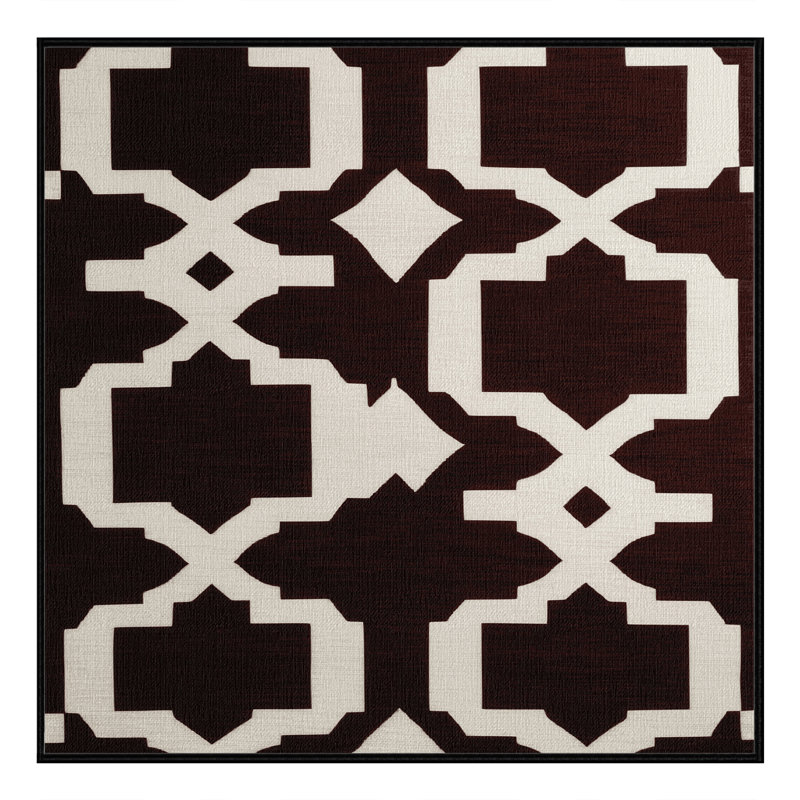 Machine Washable Trellis Black Area Rug, Square 7'