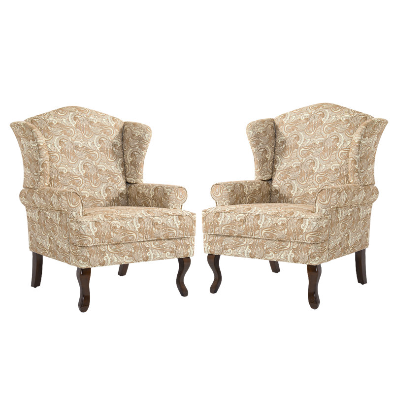 Upholstered Cotton Armchair, Paisley Sand