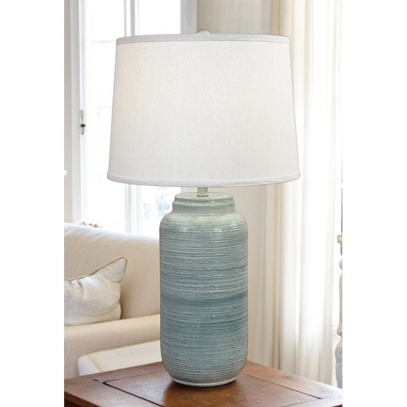 Cottage/Slate Glaze Large Ginger Jar Table Lamp, Green, 29.5" H x 16" W x 16" D, Beige