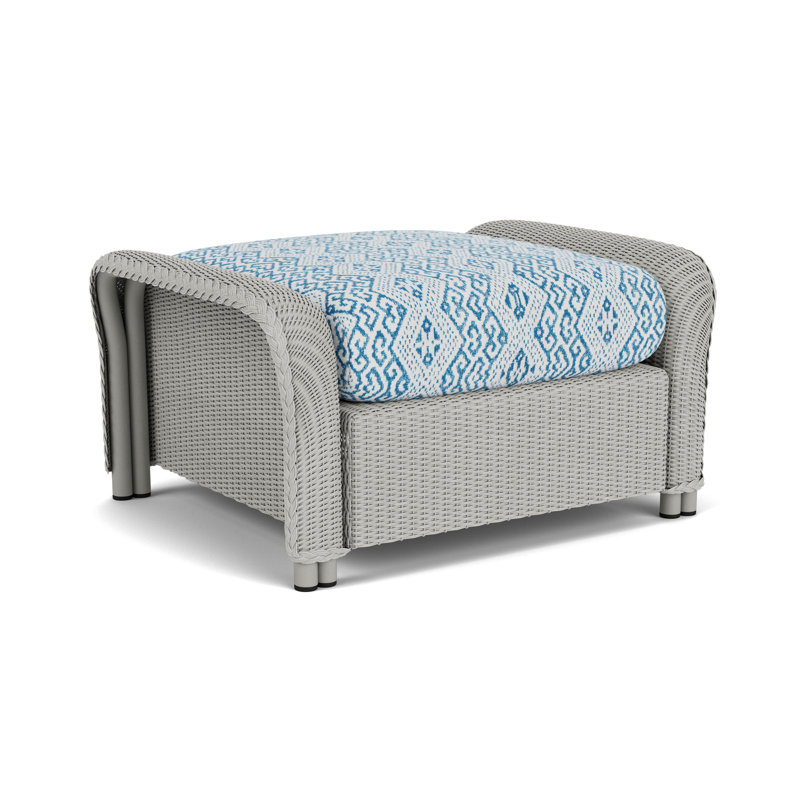 Reflections Outdoor Ottoman, White, Hickory