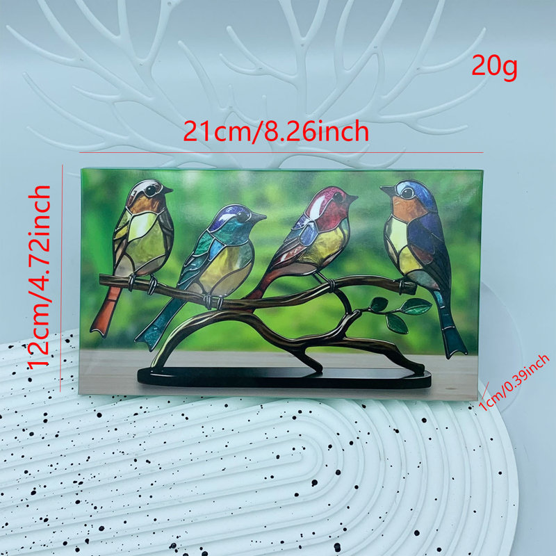 Bird Statue Ornaments Acrylic Birds on Branch Desktop Ornaments Desktop Acrylic Bird Figurine For Home Office Decor, Gift Hummingbird Craft Statue Table Decoration
