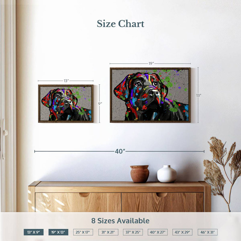 Labrador, 19 po x 13 po, Cadre flottant noyer