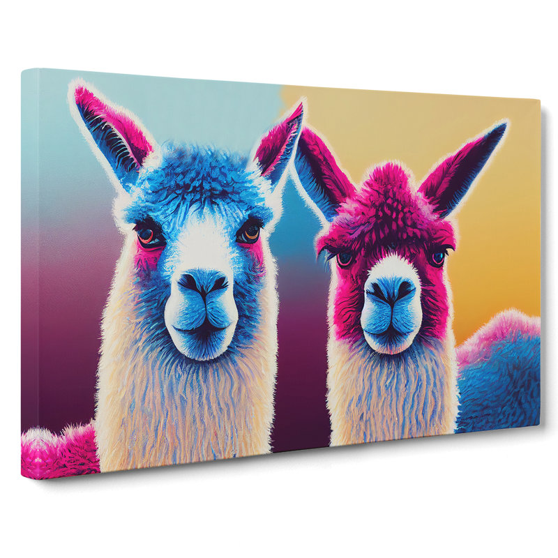 Colourful Llamas Vol.3 - Wrapped Canvas, 40cm H x 60cm W x 3cm D