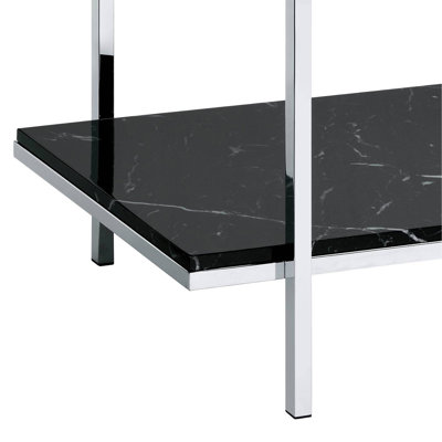 Console miroir en faux marbre et chrome