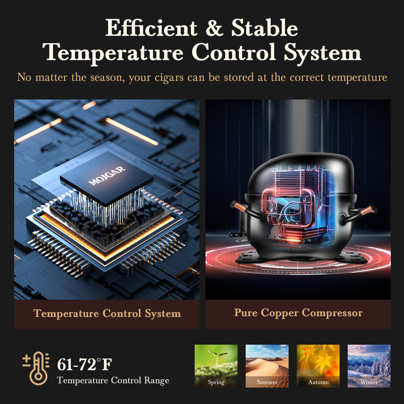 65L Electric Cigar Humidor,500 Counts Large Capacity,Intelligent Temperature & Humidity Control